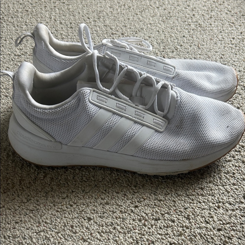 adidas Men’s White Athletic Cloudfoam Slip-On Sneakers